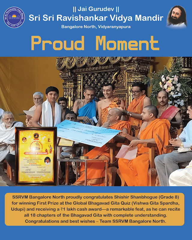 Grade 8 Student Wins Global Bhagavad Gita Quiz – ₹1 Lakh Award