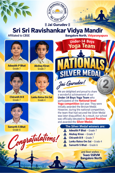 Sri Sri Ravishankar Vidya Mandir Bangalore North, Vidyaranyapura – school activity and learning.
